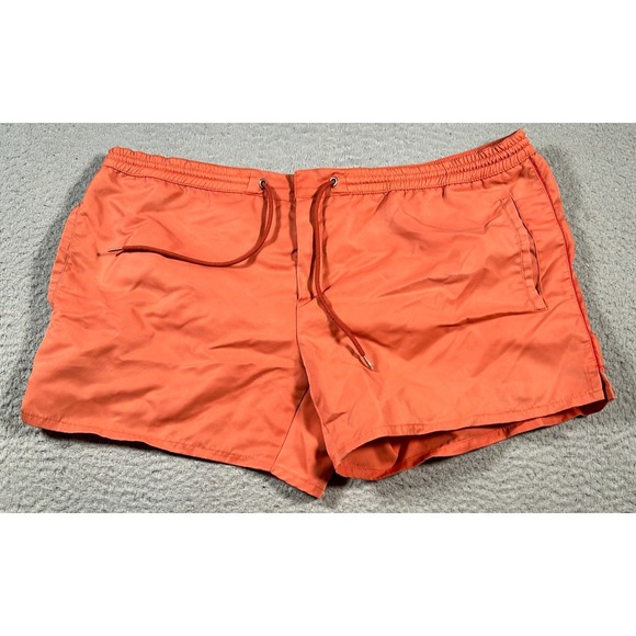 Prada Swim Shorts Mens 54 Orange Nylon Drawstring Elastic Waist Zip Fly Beach - Picture 1 of 9